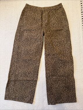 Altar'd State Leopard-Print Wide Leg Chinos - Brown